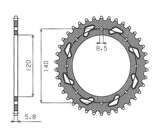 Звезда задняя SunStar 1-3532-44 для KAWASAKI KLR 650C 1995-2003