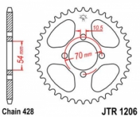 JT Sprockets JTR1206.42 - звезда задняя HONDA CBR 125 2004-2010,под 428 цепь, 42 зуба, джити 1206