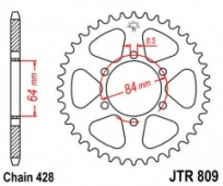 JT JTR809.51 - звезда задняя (ведомая) KREIDLER 125 SUPERMOTO 2007-2008, TS 125 1973-1977, под 428 цепь, 51 зуб