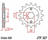 JT JTF327.14 - звезда передняя (ведущая) HONDA NSR 125R 1993-2002, VT 125 C 1999-2007, XL 125V VARADERO 2001-2013, под 520 цепь, 14 зубьев