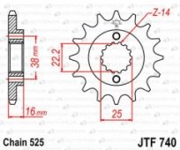 Звезда передняя JT Sprockets JTF740.16