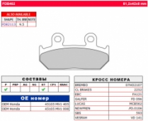Колодки тормозные дисковые FERODO FDB462P