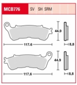Колодки тормозные дисковые TRW LUCAS MCB776SV TRW LUCAS MCB776SV - тормозные колодки HONDA CBF 500 2004-2008, CBF 600 2004-2015, NT 700 V 2006-2013, XL 700 V 2008-2013, XL 1000 V 2004-2013, SUZUKI BURGMAN 125 2007-2013