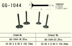 VESRAH GG-1044-IN - клапан впускной HONDA XL 600R 1985-1987 (34,0X6,60X105,7 MM) (OEM: 14711-MG2-790)