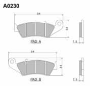 Nissin A0230 - тормозные колодки дисковые 2P-225NS ( MCB669, FDB892)