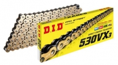 Приводная цепь DID 530VX3 G&B-122ZB звена, 530 шаг, 122 звена, золотая