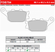 Колодки тормозные FERODO FDB754P FERODO FDB754P - задние тормозные колодки HONDA, SUZUKI, YAMAHA