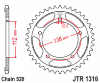 Звезда задняя(ведомая) HONDA 520 T43 - JTR1316-43 зуба