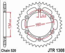 Звезда задняя алюминевая HONDA CBR 600/900/929/954/1000 (JT JTA1308.41) JT JTA1308.41 - звезда задняя(ведомая) легкосплавная HONDA CBR 600/900/929/954/1000