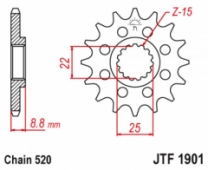 JT JTF1901.15 - звезда передняя (ведущая) под 520 цепь для KTM SX/EXC 1991-2018