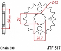 JT JTF517.17 - звезда передняя (ведущая) KAWASAKI ZZR 1200/1400, под 530 цепь,17 зубьев