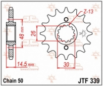 JTF339.16 - передняя (ведущая) звезда HONDA VFR 750 1986-1987, CBX 750F 1984-1986, VFR 800 2002-2014