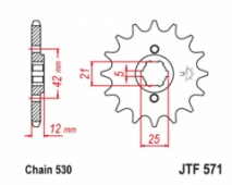JTF571.17 - звезда передняя (ведущая) под 530 цепь, JTF571, 17 зубьев. Звезда передняя JT Sprockets JTF571.17