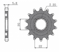 SunStar SS 38813 - звезда передняя (ведущая)  YAMAHA YZF 250 2001-2017, WRF 250 2001-2017 (JTF1590.13)
