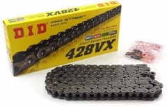 DID 428VX-130 звеньев - цепь для дорожных и внедорожных мотоциклов 50-350cc, 428VX DID, 130 звеньев. Мото цепь ДИД 130  428 VX