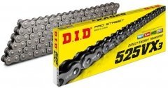 DID 525VX3- 108ZB - цепь для дорожных и внедорожных мотоциклов 400-900cc, 525VX D.I.D, 108 звеньев