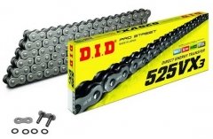 DID 525VX3 - 106ZB - цепь приводная для мотоцикла DID 525 на 106 звеньев с сальниками X-ring