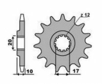 GROSSKOPF 2074 14 - передняя звезда для HUSQVARANA CR/WR 125 1997-2013, BETAMOTOR 250 1997-1999, 520 шаг, 14 зубьев