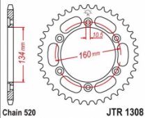 JT JTA1308.41 - звезда задняя(ведомая) легкосплавная HONDA CBR 600/900/929/954/1000