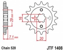 JT JTF1408.15 - звезда передняя (ведущая) Suzuki RV200 VAN VAN 2015-2019,TSR200 (TS) 1990-1992, под 520 цепь, 15 зубьев