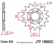 JT JTF1590.13SC - звезда передняя саоочищающаяся для YAMAHA YZF 250 2001-2018, 13 зубов, 520 цепь