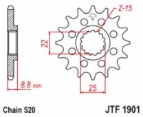 JT JTF1901.15 - звезда передняя (ведущая) под 520 цепь для KTM SX/EXC 1991-2018
