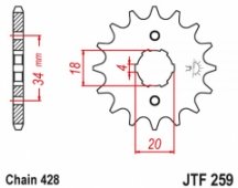 JT JTF259.13 - звезда передняя (ведущая) HONDA XL 125, NX 125, под 428 цепь, 12 зубьев