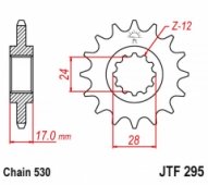 JT JTF295.14 - звезда задняя HONDA CBR 600F 1987-1998, 530 шаг, 14 зубов