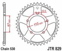 JT JTR829.42 - звезда задняя под 530 цепь, 42 зуба, джити JT 829 для SUZUKI RF 600R 1993-1997