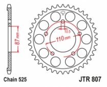 JTR807.45ZBK - звезда задняя SUZUKI GSF 650 BANDIT 2007-2015, GSX 650 2008-2016, GSF/GSX 400 BANDIT 1990-1992, SV 650 1999-2013, 525 цепь