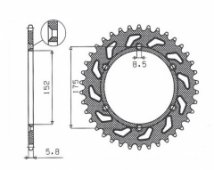 SunStar 1-3685-44 - звезда задняя YAMAHA TT600 R 1998-2003, TT600S 1993-1995 (JTR853.44), 520 шаг, 44 зуба