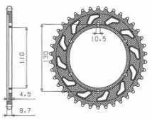 SunStar 1-5474-45 - зірка задня Yamaha YZF-R1 2004-2008, FZ1 2006-2014, YZF-R6 2006-2015, може бути замінена JTR479.45, AFAM 12813-45, ESJOT 35013-45, 530 крок, 45 зубів