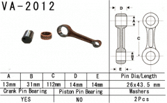 VESRAH VA-2012 - шатун YAMAHA YFM 125 GRIZZLY 2004-2013, YFM 125 HUNTER 2005-2008, YFA 125 BREZZE 1989-2004