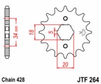 JT JTF264.16 - звезда передняя (ведущая) KYMCO HIPSTER, STRYKER, ZING ( 428 16T) 