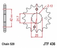 JT JTF436.15 - звезда передняя (ведущая) SUZUKI GSX 400 F 1981-1986, RG 250 GAMMA 1983-1988