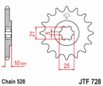 JT JTF728.15 - звезда передняя ведущая CAGIVA 500/600 RIVER, CANYON W 16, под 520 цепь, количество зубьев на звезде- 15