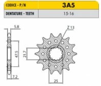 SunStar SS 3A516 - звезда передняя для KAWASAKI ZX-6R/RR 2007-2017, YAMAHA XTZ 750 SUPER TENERE (3LD) 1987-2000