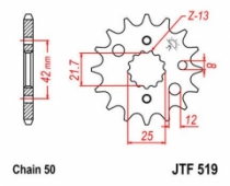 Звезда передняя стальная JTF519.17, 530 шаг, 17 зубьев