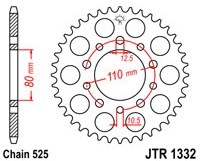 Звезда задняя JT JTR1332.40ZBK JT JTR1332.40ZBK - звезда задняя CB 500 1994-2003, CB 750F 1993-2003, цепь 525, 40 зубов
