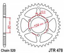 JTR478-46 - звезда задняя KAWASAKI ER6F/N (06-17), KLE 650 (8) замена для JTR1478.46