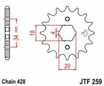 JT JTF259.14 - звезда передняя (ведущая) HONDA XL 125, NX 125, под 428 цепь, 14 зубьев