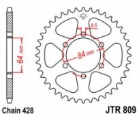 JT JTR809.51 - звезда задняя (ведомая) KREIDLER 125 SUPERMOTO 2007-2008, TS 125 1973-1977, под 428 цепь, 51 зуб