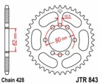 JT JTR843.54 - звезда задняя YAMAHA DT 80LC 1985-1994 (+3), DT 125LC 1985-1988 (+1), XT 125 1988-1990, 428 шаг, 54 зуба