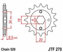 JT JTF270.13 - звезда передняя для мотоциклов HONDA CA 125 1995-2001, CB/CBX/CM/CMX 250 1983-2016