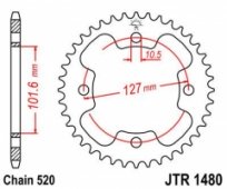 JT JTR1480.37 - звезда задняя POLARIS 450 OUTLAW 2008-2010, 500 PREDATOR 2003-2007, 525 OUTLAW 2008-2010