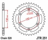 JT JTR251.49 - звезда задняя YAMAHA YZ/YZF/WRF 1999-2018, замена для JTR270.49, JTR245/2.49