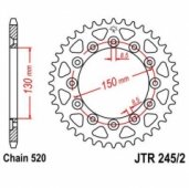 JT JTR245/2.50 - звезда ведомая (задняя) YAMAHA YZ/YZF/WRF 1999-2018, под 520 цепь, 50 зубов, джити 245/2