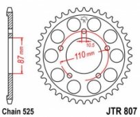 JTR807.45 - звезда задняя SUZUKI GSF 650 BANDIT 2007-2015, GSX 650 2008-2016, GSF/GSX 400 BANDIT 1990-1992, SV 650 1999-2013, 525 цепь 