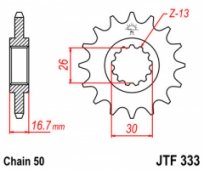 Зірка передня JT JTF333.16 для HONDA CBR 1000RR 2004-2016, CBF 1000, CBR 900/929/954