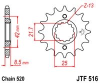JTF516.14 - звезда ведущая (передняя) стальная JT Sprockets